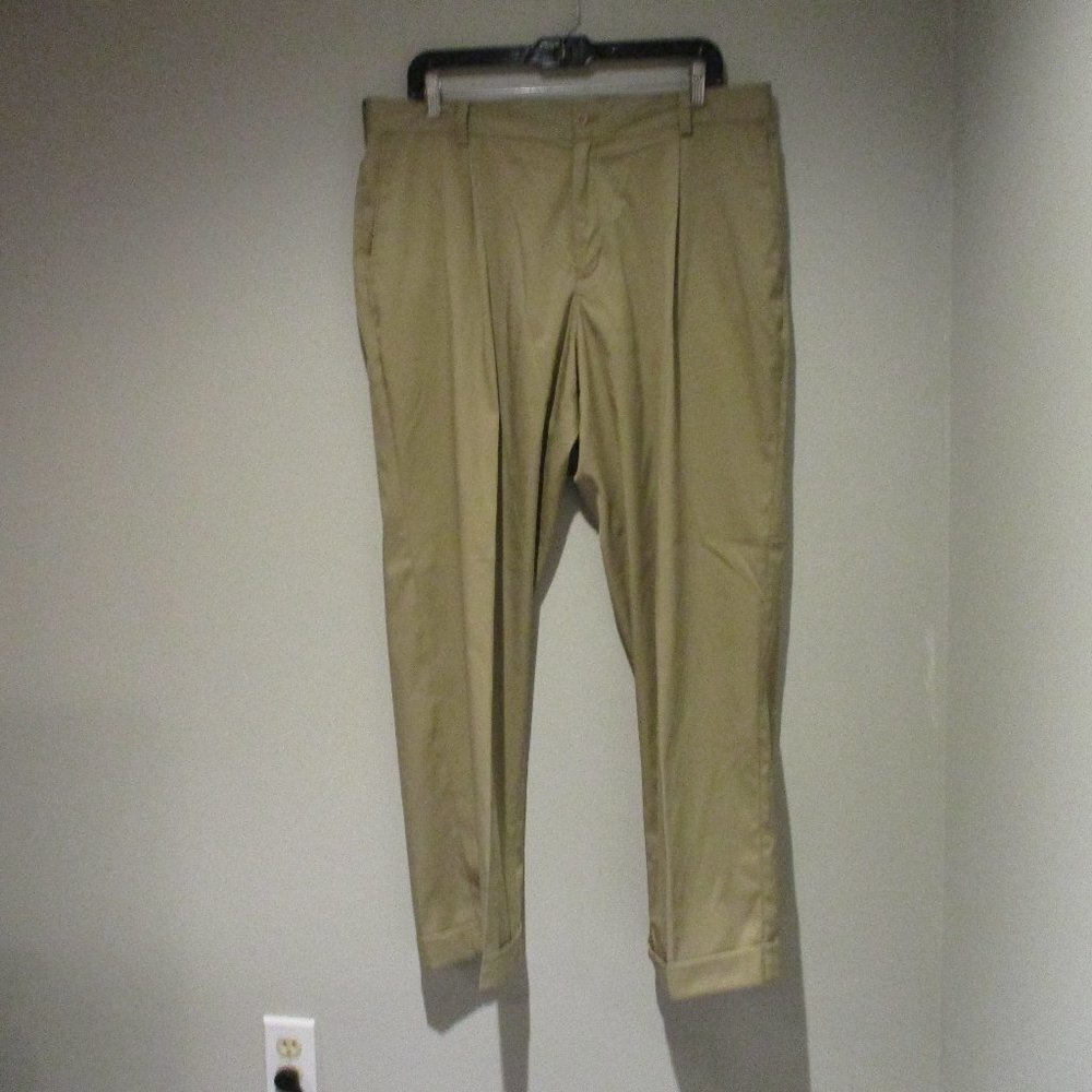 Mens Nike Golf Tour Performance Pants Dri Fit 35x30 Khaki Pleated Front